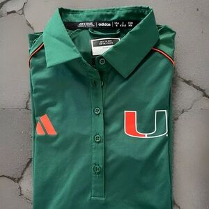 University of Miami Hurricanes adidas Mens M Green Polo